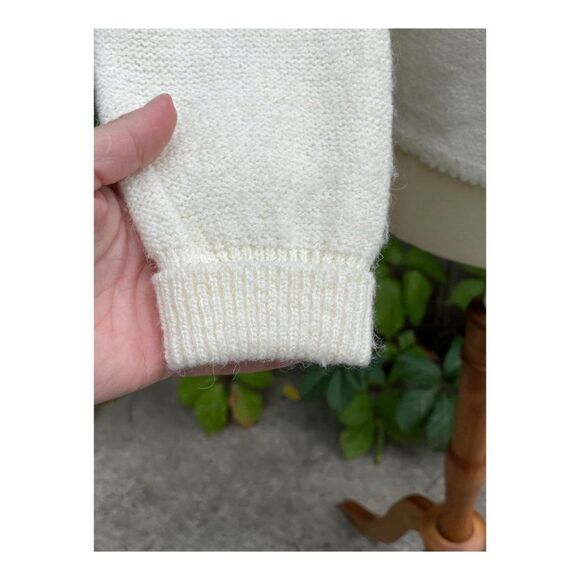 Vintage Cream Knit Cardigan Sweater Pearl Beads Sz S - Picture 6 of 11